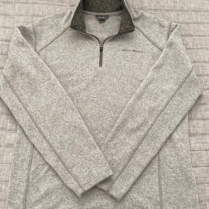 Grey fleece knit quarter zip
